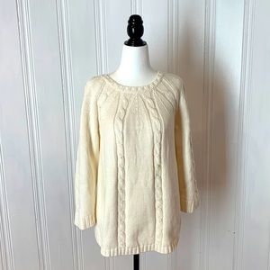 LIZ CLAIBORNE Off-White Cotton Sweater – Size XL
